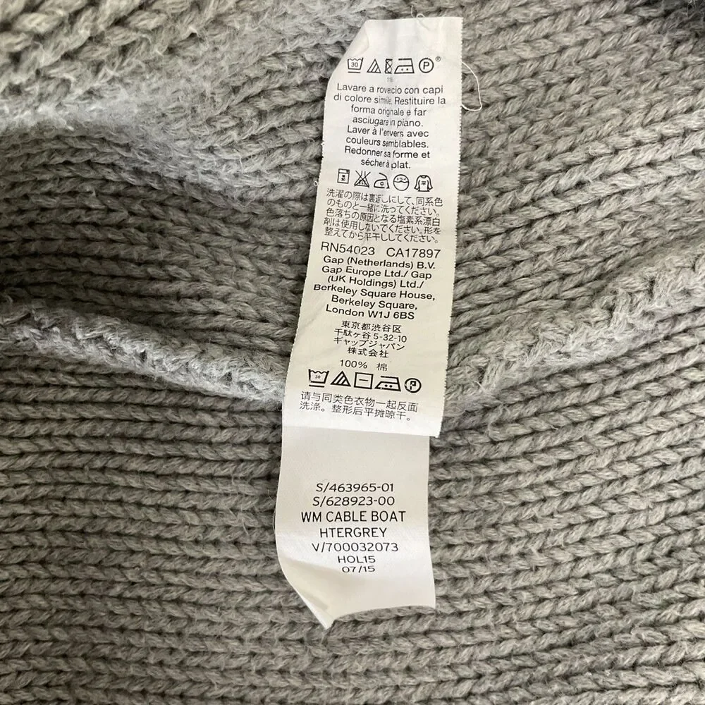 Gap Women's Sweater Cable-Knit Pullover Gray 100% Cotton Size Medium